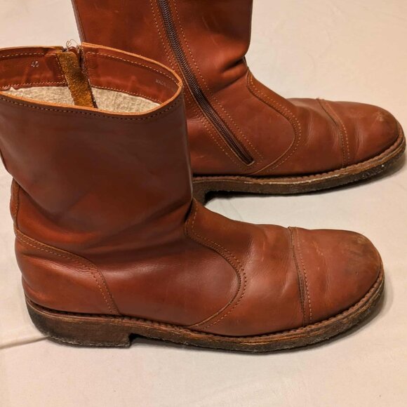 Swedish Hasbeens Boots Mens 12  Brown Leather Fleece Lined Italian Made Shoes - Picture 9 of 12